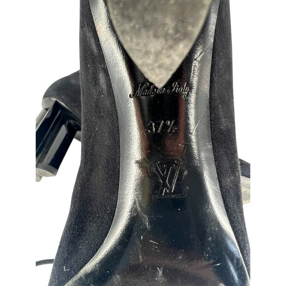 Louis Vuitton Suede Monogram Cap Toe Chelsea 80mm Ankle Boots in Black - Picture 15 of 16